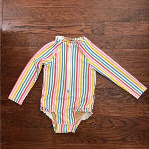 Old Navy Colorful Striped Long Sleeve Rash Guard Swimsuit Toddler Girl 18-24 mo